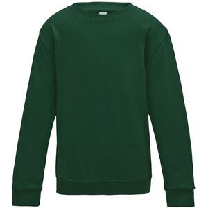 AWDis Just Hoods Childrens/Kids Plain Crew Neck Sweatshirt / Bottle Green